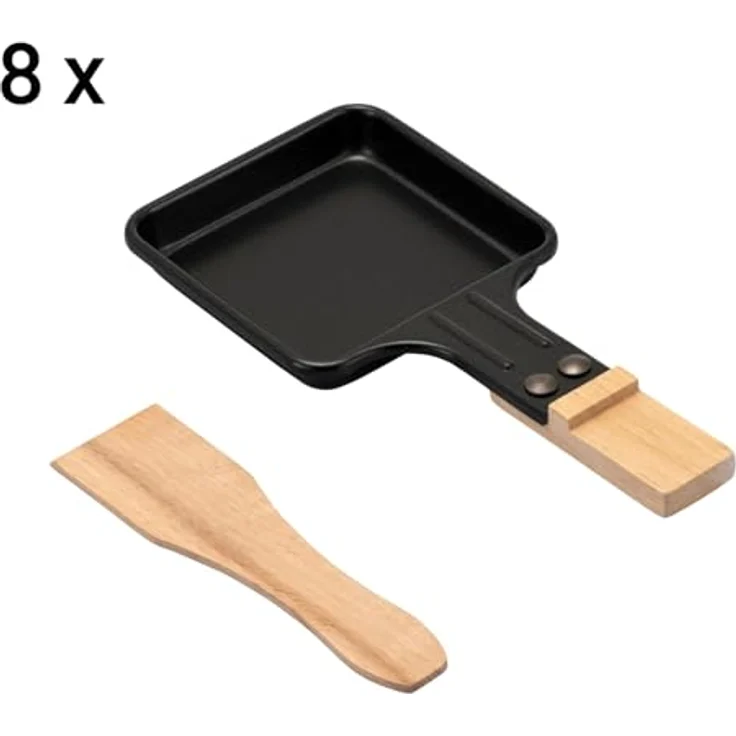 KLAMER Raclette 8 Personen, 1500W Raclette Grill mit Holzgestell, Raclette mit antihaftbeschichteter Grillplatte, 1500 – Bild 7
