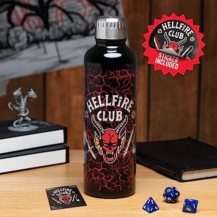 Paladone Stranger Things Hellfire Club Metall Wasserflasche | Horror Movie Merchandise Edelstahl Wasserflasche mit Deckel | 500 ml – Bild 2