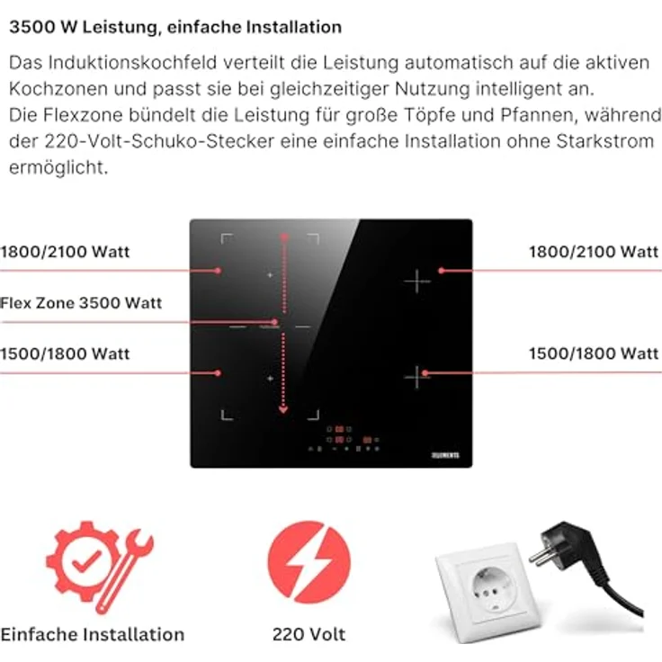 KB Elements 4-Zonen Induktions-Kochfeld mit Flexzone, Warmhaltefunktion und PowerBoost, Schwarz – Bild 5