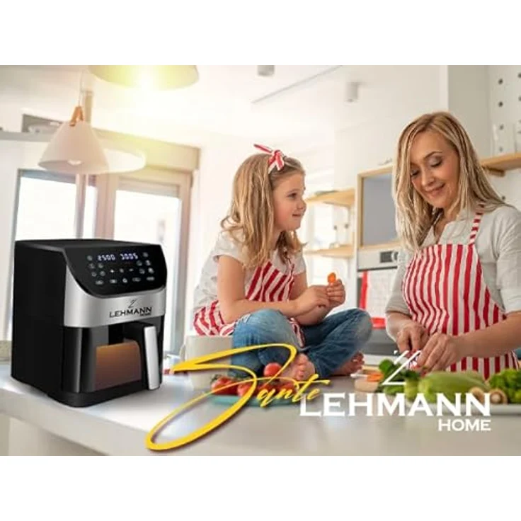 LEHMANN Heißluftfritteuse 6L mit 10 Kochprogrammen, 1500 W, digitalem LED-Touchscreen, ölfreies Braten – Bild 3