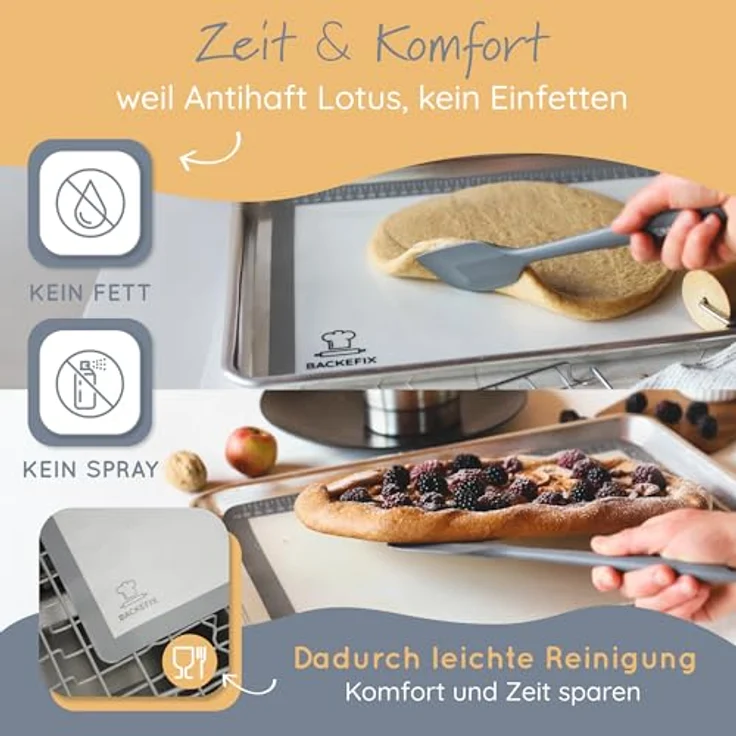 Backefix Silikon Backmatte als Dauer Backpapier wiederverwendbar – Zero Waste Backzubehör plastikfrei, mit Dauerbackmatte backen statt Pergamentpapier, BPA-frei, hitzebeständig, geprüft (40x30cm) – Bild 4