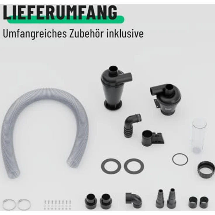 greate 2-Stufen Zyklonabscheider, effektiver Staubabscheider für Werkstätten mit 80m³/h Luftstromkapazität und umfangreichem Zubehör – Bild 7