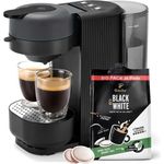 Tchibo Kaffeepadmaschine „CALL ME PAD“, kompakt mit 36 Black & White Pads, individuell einstellbare Getränkemenge, schwarz
