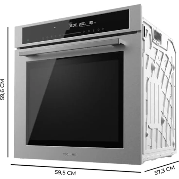 Cecotec Bolero Hexa SM406000 Edge+ A+ Einbau-Backofen, 60 cm, 2900 W, 72 l, 12 Funktionen, Steak Master, Pizza Master, Steam Assist, Auftaumodus, elektronischer Timer – Bild 3