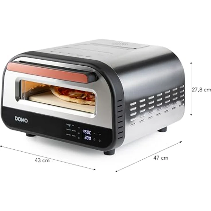 Domo elektrischer Pizzaofen "Pizza Genius", 1700 W, keramischer Stein 32 cm, digitale Steuerung mit 6 Programmen, Edelstahlgehäuse – Bild 7