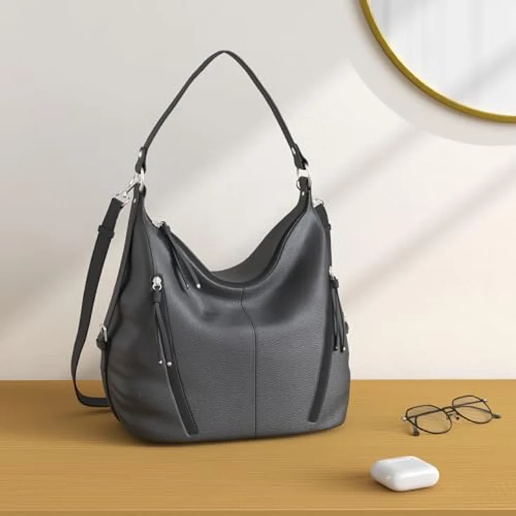 Tom Tailor Caia Schultertasche, geräumige Handtasche mit zwei Reißverschlussfächern, 37 cm, Schwarz – Bild 2