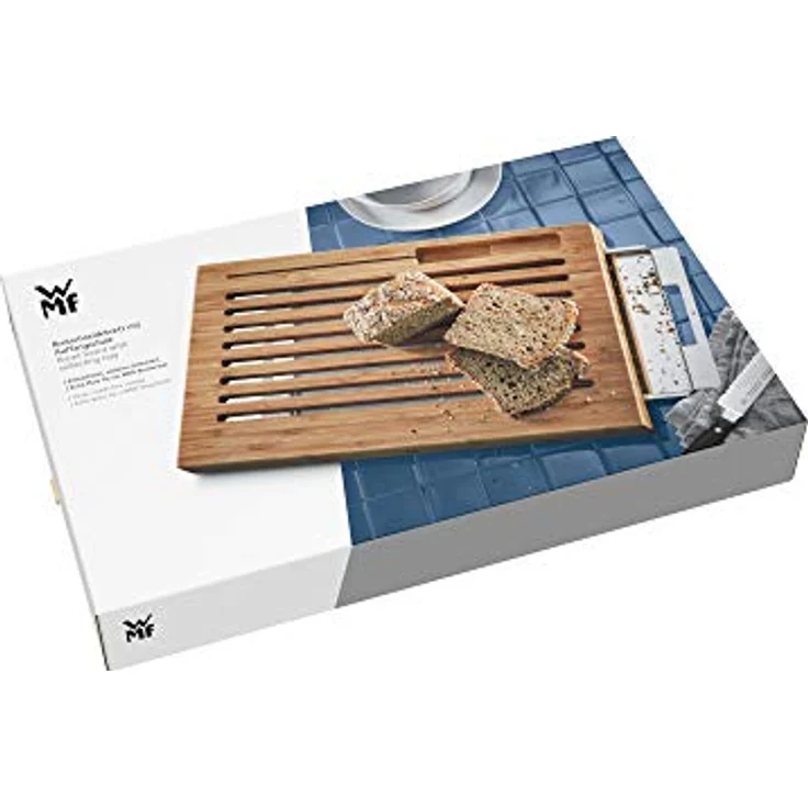 WMF Brot-Schneidebrett, mit Krümmelschale, 44 x 27 x 4,8 cm, Bambus, Gitterform, klingenschonend – Bild 7