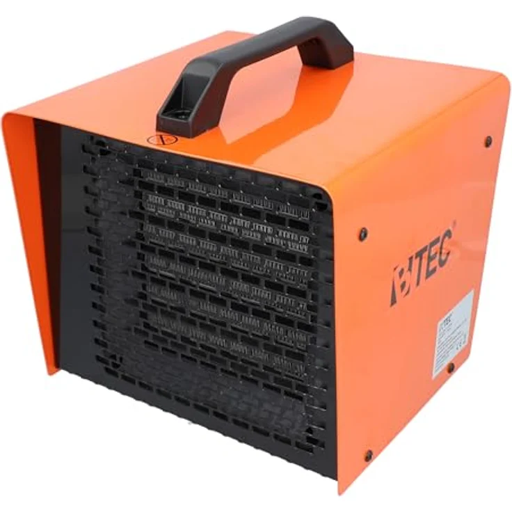 BTEC Heizlüfter 3000 Watt - Elektroheizer mit Keramik Heizelementen - 2 Heizstufen - Frostwächter - Perfekt für Baustelle, Werkstatt, Garage - Heizstrahler - 3kW Heizer – Bild 1