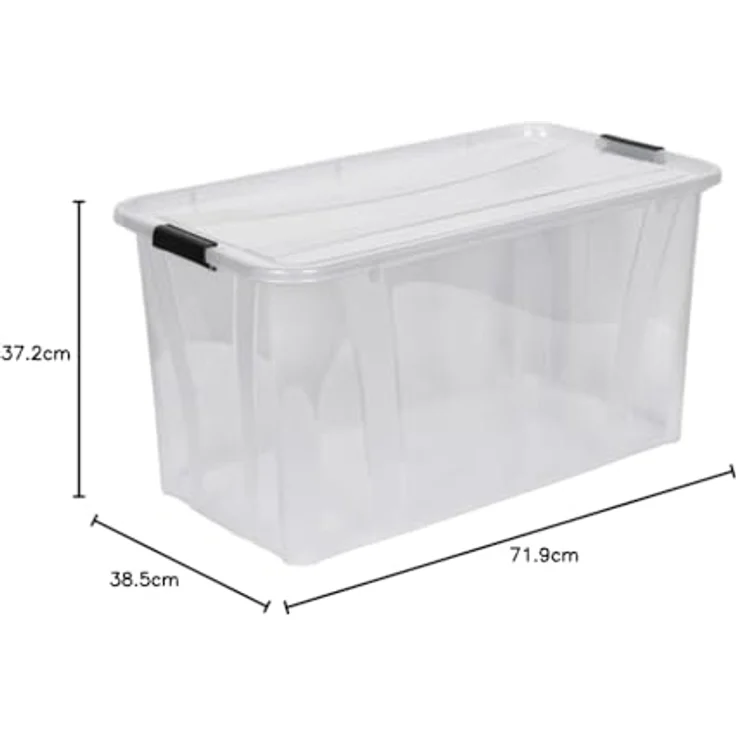 Kreher Aufbewahrungsboxen Master mit Deckel in Transparenter Ausführung. In verschiedenen Größen (wählbar). Aus robustem Kunststoff. (80 Liter) – Bild 3