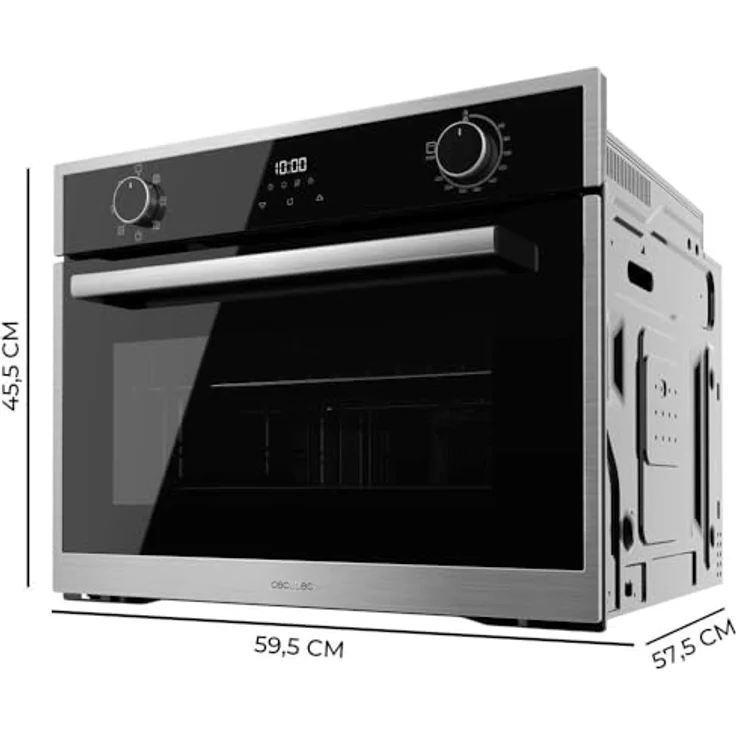 Cecotec Einbaubackofen Bolero Hexa M224500 Edge A, 45 cm hoch, 2600W, 53L, 7 Funktionen, Touch-Control-Display, Steam EasyClean, Dampfbasis X2, Energieeffizienzklasse A – Bild 2