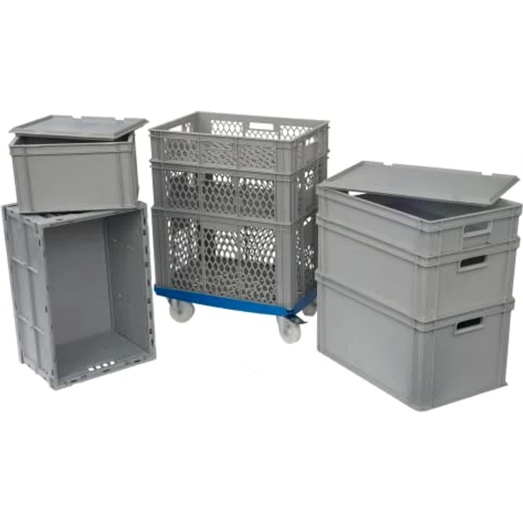 ALUTEC Faltbox aus Kunststoff (Inhalt 64 l, Außenmaße (LxBxH) 600 x 400 x 320 mm, lebensmittelecht, kälte- und hitzebeständig von -40° bis +80°C, Aufbewahrungskiste) 05100 – Bild 3