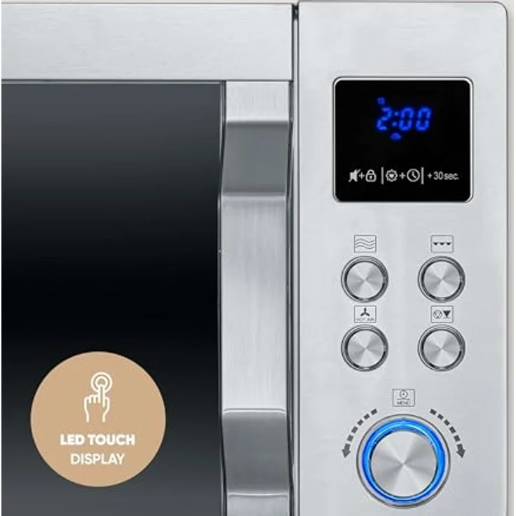 SEVERIN 4-in-1 Mikrowelle „Crispy Wave“, Heißluftfunktion bis 230°C, Heißluftfritteuse, Grill & Backofen, 25L, 2150 W, Silber/Edelstahl, MW 7982 – Bild 5
