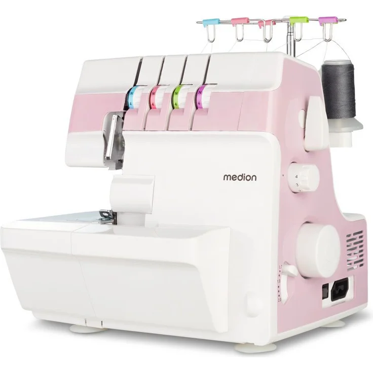 Medion® Overlock-Nähmaschine MD 19169, Teleskopfadenführung, 4 Fäden gleichzeitig, Nähen mit 2 Nadeln, Einstellbare Fadenspannung – Bild 1