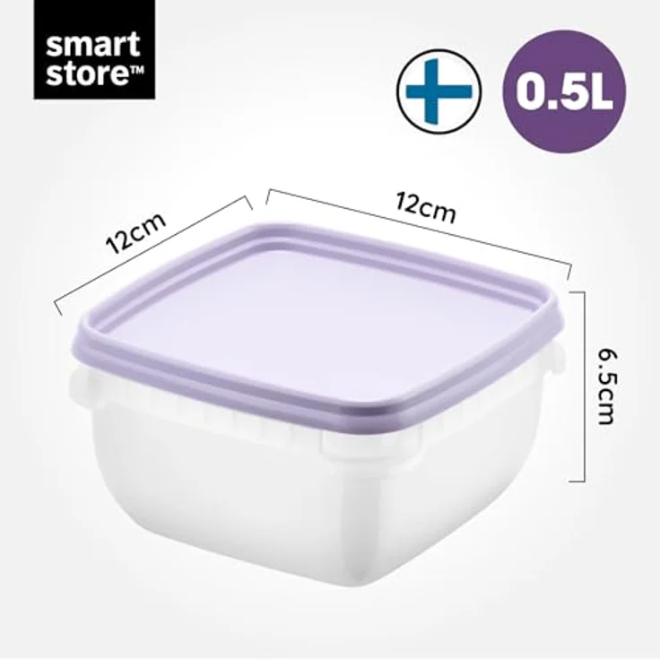 SmartStore Frischhaltedosen 0.5L 5er Set, BPA-freie Kühlschrank- und Gefrierboxen, mikrowellengeeignet, stapelbar und spülmaschinenfest – Bild 2