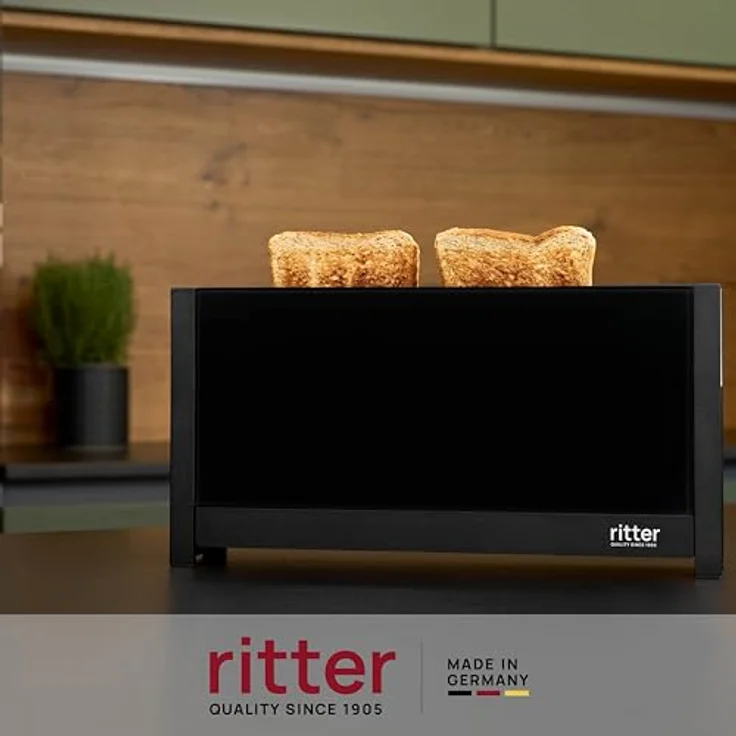 Ritter Toaster volcano 5, Langschlitztoaster mit eleganten Glasfronten, 950W, stufenlose Bräunung, schwarz - Preisvergleich – Bild 2