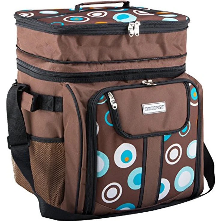 Anndora Picknicktasche braun retro Kühltasche inkl. Zubehör 4 Personen 29 Teile – Bild 5