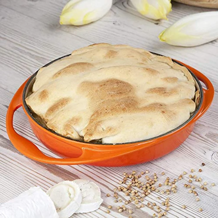 Le Creuset Gusseisen Tartin-Backform, Rund, Ø 28 cm, Für alle Herdarten inkl. Induktion geeignet, Ofenrot – Bild 3