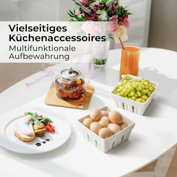 MIAMIO Beerenkorb Keramik 2er Set, stilvolle Aufbewahrung für Obst und Gemüse, spülmaschinenfest, moderne Deko Obstschale für die Küche – Bild 4