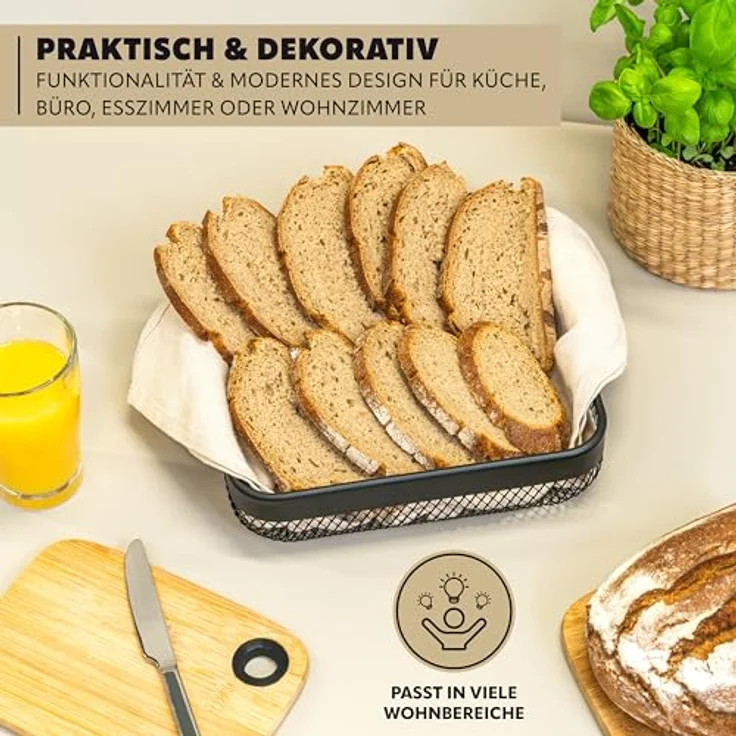 eluno Obstkorb 2er Set, eckige Drahtkörbe aus schwarz pulverbeschichtetem Metall, ideal für Obst, Gemüse und Brot, in zwei Größen (24,5 x 24,5 cm und 30,5 x 30,5 cm) – Bild 5