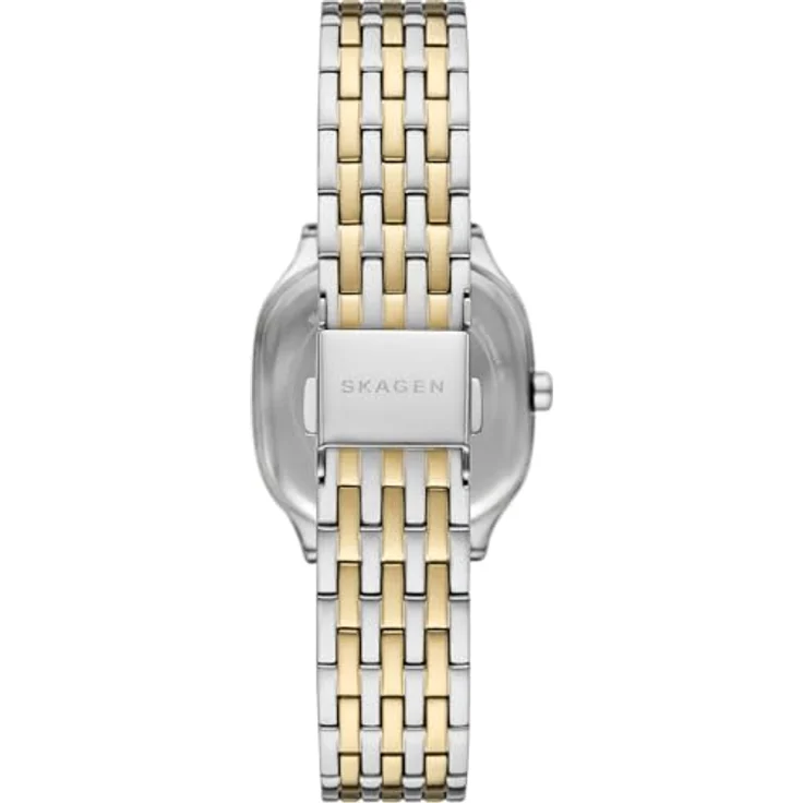 Skagen Mellem Lille Damen Uhr, Quarzwerk mit Edelstahl- und Lederarmband, Gold- und Silberton, 28MM – Bild 3