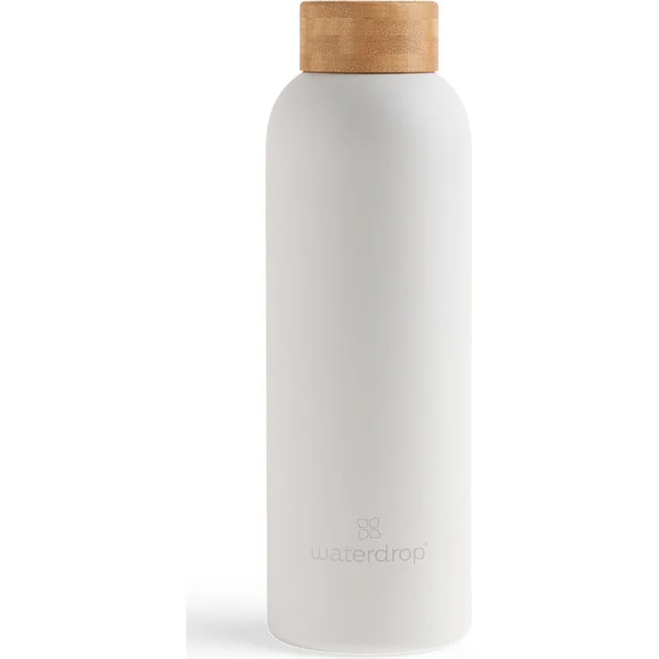 waterdrop Steel Bottle, doppelwandige Edelstahl-Trinkflasche, Weiß, 0,6 L, 100% dicht, hält Getränke bis zu 12 Stunden warm und 24 Stunden kalt