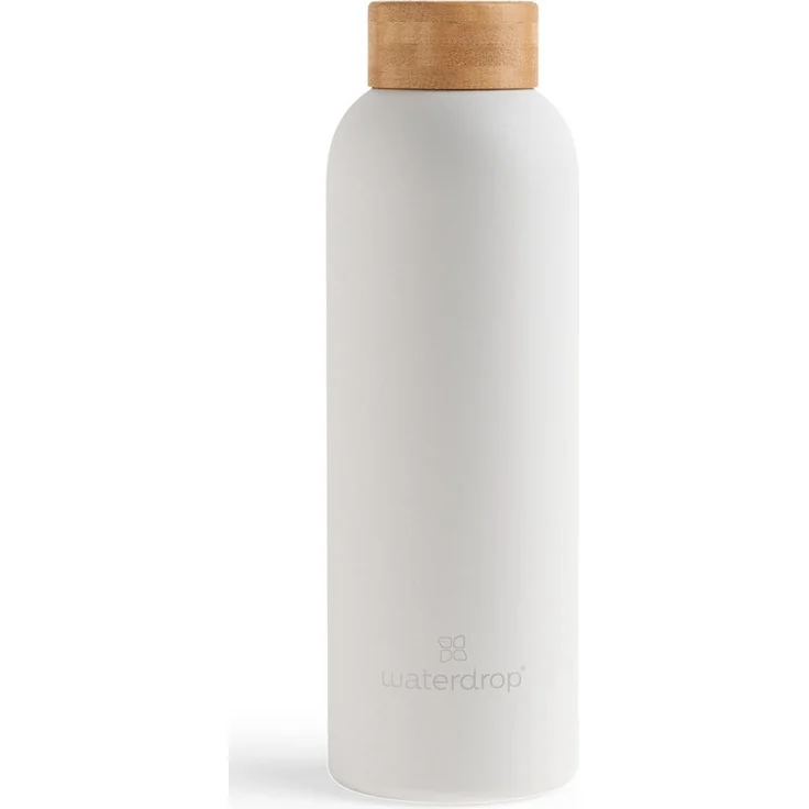 waterdrop Steel Bottle, doppelwandige Edelstahl-Trinkflasche, Weiß, 0,6 L, 100% dicht, hält Getränke bis zu 12 Stunden warm und 24 Stunden kalt