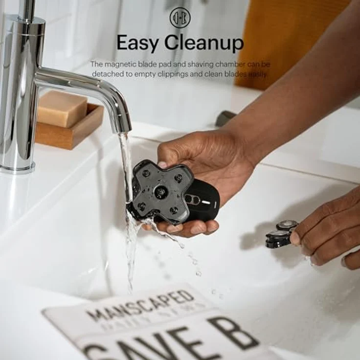 Manscaped Refining The Gentleman The Dome Shaver™ PRO Kopf- Glatzenrasierer für Männer, 5 rotierende SkinSafe® Scherelemente mit FlexAdjust Technology, wasserdicht, USB-C/Induktion ladbar, akkubetrieben, Reisesperre, Schwarz – Bild 5