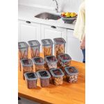 Hermia Concept BNMPOLYAR12-13232 Vorratsdosen-Set (12-teilig), Anthrazit, BPA-freier Kunststoff, spülmaschinenfest, 1300 ml/2000 ml/3200 ml