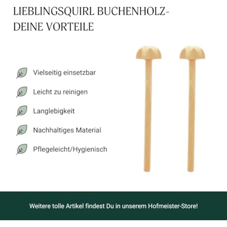 Hofmeister Quirl Buchenholz 30 cm Handquirl, langlebig und antibakteriell, vielseitig einsetzbar – Bild 5