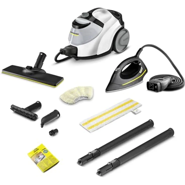 Kärcher Dampfreiniger SC 5 EasyFix Iron mit Heißwasser-Zuschaltung, Dampfdruck: 4,2 bar, Aufheizzeit: 3 min., Fläche: ca. 150 m², Tank: 0,5 l + 1,5 l, Bodenreinigungsset, Dampfdruck-Bügeleisen – Bild 1