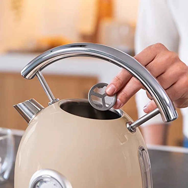 Cecotec Thermosense 420 Vintage Wasserkocher, 2200 W, 1,8 L, mit Temperaturanzeige, Edelstahl, beige – Bild 5