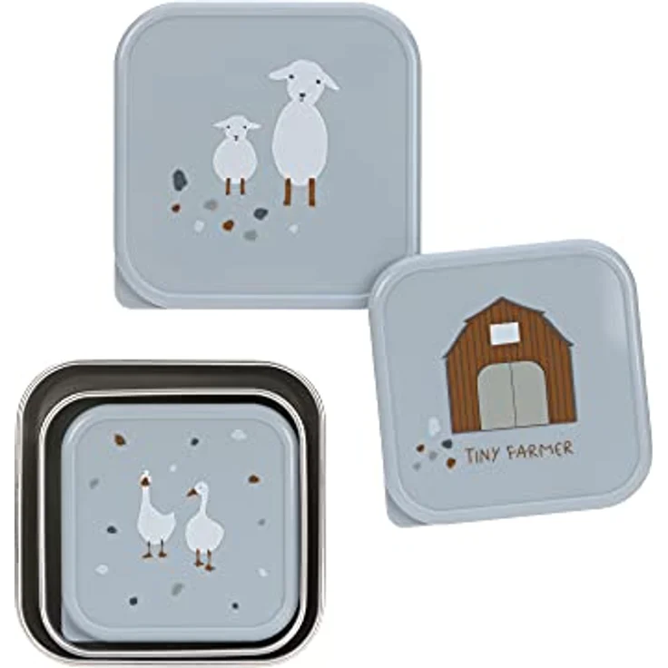 Lässig Snackbox Stainless Steel 3 pcs assorted Tiny Farme (2 Farben) Blue – Bild 2