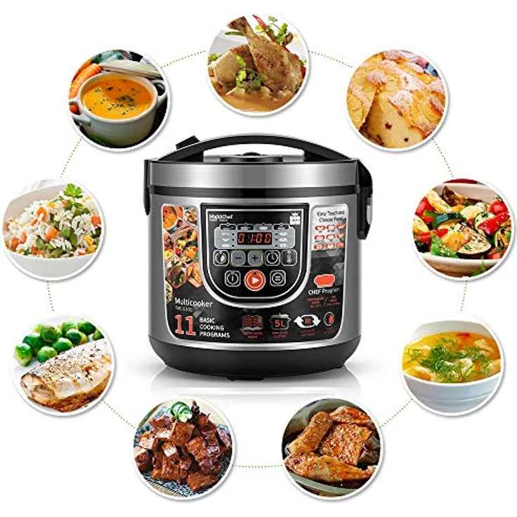 Multikocher FORME Elektrischer Reiskocher mit 11 Programmen 5L 860W LED panel Zeitsteuerung Warmhaltefunktion Multicooker – Bild 2