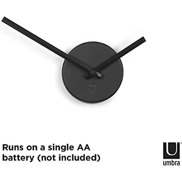 Umbra Blink, Moderne und Minimalistische DIY Quarz Wanduhr ohne Rahmen, Ziffern zum Aufkleben, Wanddekoration für Küche, Büro, Schlafzimmer und Wohnzimmer, Metall, Schwarz – Bild 3