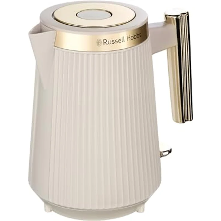 Russell Hobbs Brontë Wasserkocher 1,7L, 2400W, mattes Steinfarbenes Design mit Goldakzenten, Perfect-Pour-Ausgusstülle, Wasserstandsanzeige, herausnehmbarer Kalkfilter, Beleuchtung, Deckelöffnung per Knopfdruck – Bild 1