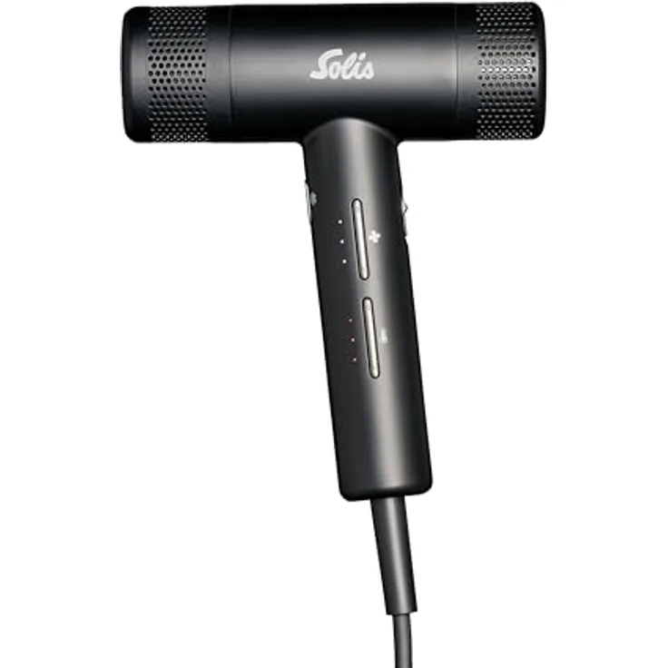 Solis Hair Perfection Ionen Haartrockner mit Föhnaufsatz, 1600 Watt, Schwarz, mit Selbstreinigungsfunktion und Kaltluft-Taste