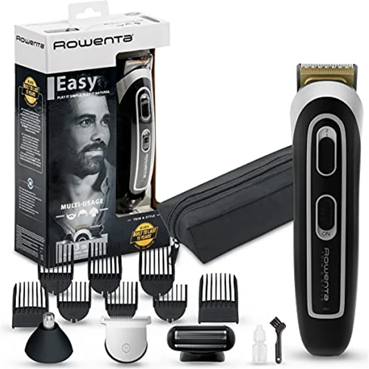 Rowenta TN9140 Trim & Style 13-in-1 Haarschneider mit Edelstahlklingen und 6 Kämmen, Lithium-Akku, 90 min Betriebsdauer, Nass- und Trockentechnologie, schwarz