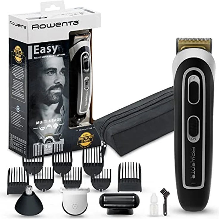 Rowenta TN9140 Trim & Style 13-in-1 Haarschneider mit Edelstahlklingen und 6 Kämmen, Lithium-Akku, 90 min Betriebsdauer, Nass- und Trockentechnologie, schwarz – Bild 1