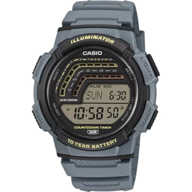 Casio Herren Digital Quarz Armbanduhr Casio Collection, multifunktionale Digitaluhr mit Stoppuhr, Countdown-Timer, Alarm, blau mit schwarzem Zifferblatt, wasserdicht bis 10 bar – Bild 1