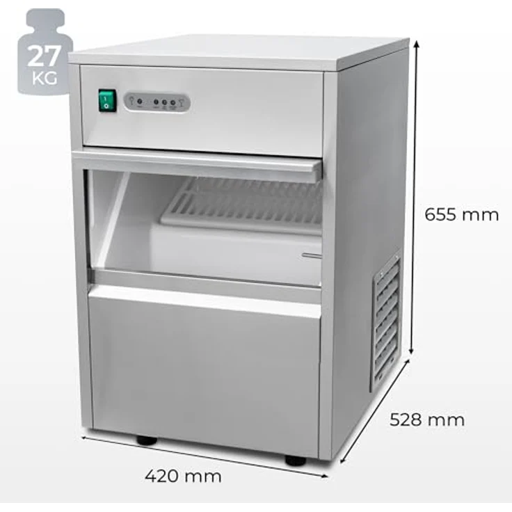 KLAMER Power Eiswürfelmaschine 26 kg/24h, vollautomatisch, Edelstahl, hygienischer PU-geschäumter Eisbehälter für Gastronomie – Bild 8