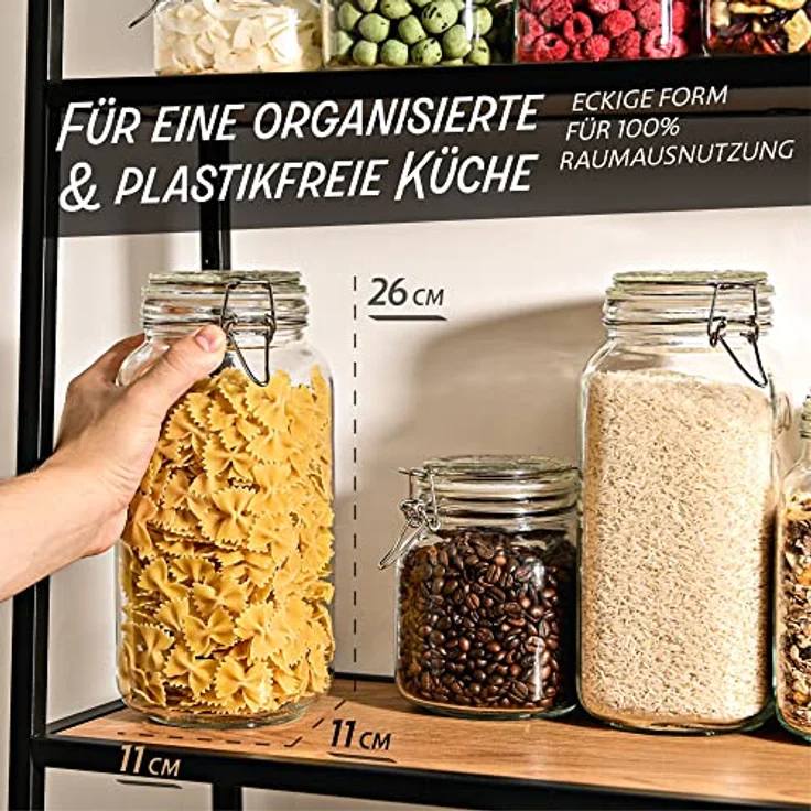 Niboline Einmachgläser mit Bügelverschluss Groß 2l - Luftdicht mit Etiketten und extra Silikondichtungen - Spülmaschinenfest, Durchsichtig – Bild 4