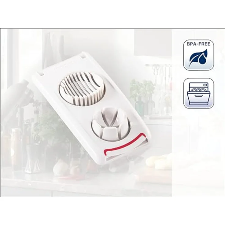 Leifheit Eierschneider Combi ComfortLine-Serie mit 3 Funktionen, Champignonschneider schneidet sauber und exakt, Küchenhelfer zum Schneiden von Eiern, Pellkartoffeln, rostfreier Schneidedraht, weiß – Bild 3