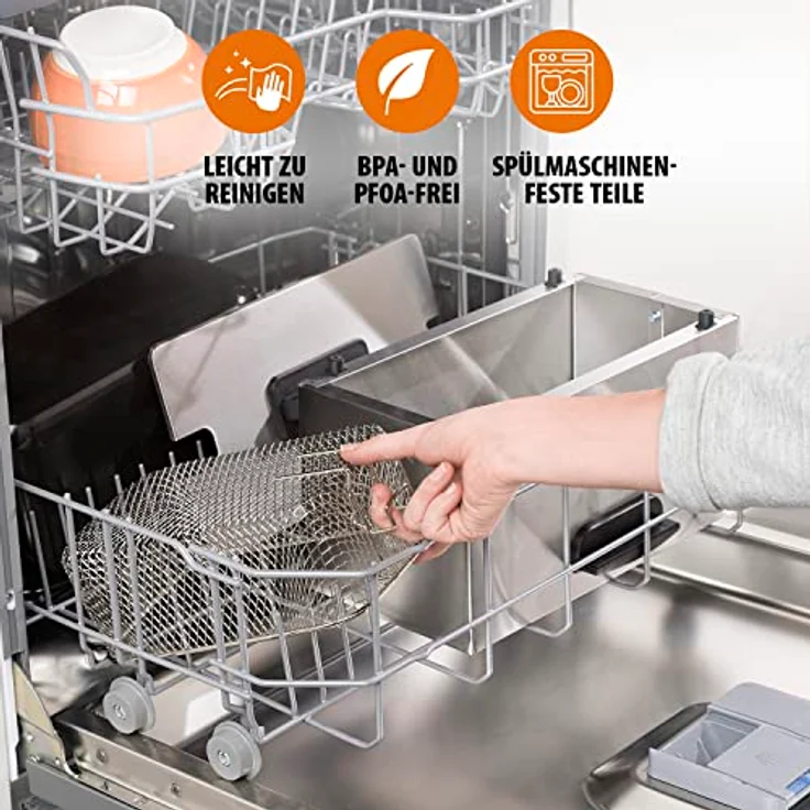 Tristar FR-6946 Fritteuse, 2000 Watt, 3 L Öl-Fassungsvermögen, LED-Display, Edelstahl, Grau – Bild 5