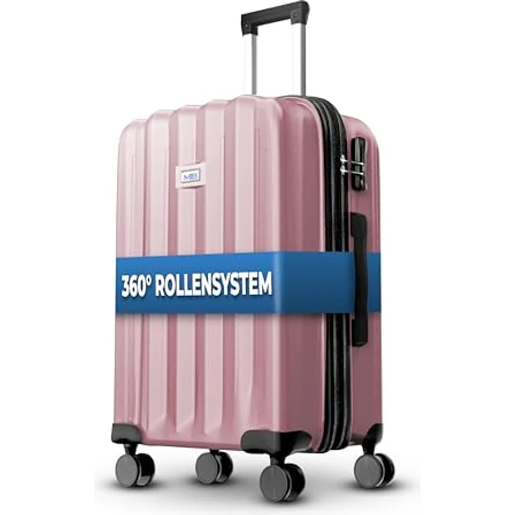 MY TRAVEL BAG Hartschalen-Koffer Trolley ABS Reisekoffer 4 Zwillingsrollen (Rose-Gold, Großer Koffer 75cm) – Bild 2