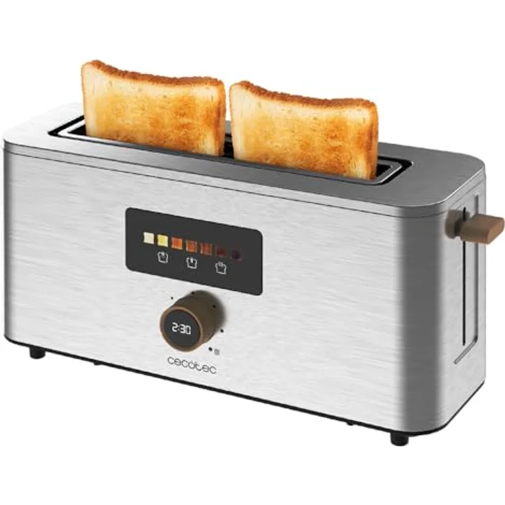 Cecotec Vertikaler Toaster Touch&Toast Extra, 1000 W, Edelstahl-Finish, extra breiter Schlitz 3,5 cm