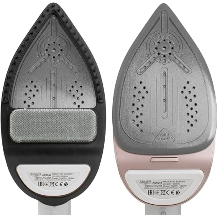 Adler Dampfbügeleisen AD 5044, 2 in 1 Kleidungsdampfer und Bügeleisen, Keramiksohle, weiß, gold – Bild 5