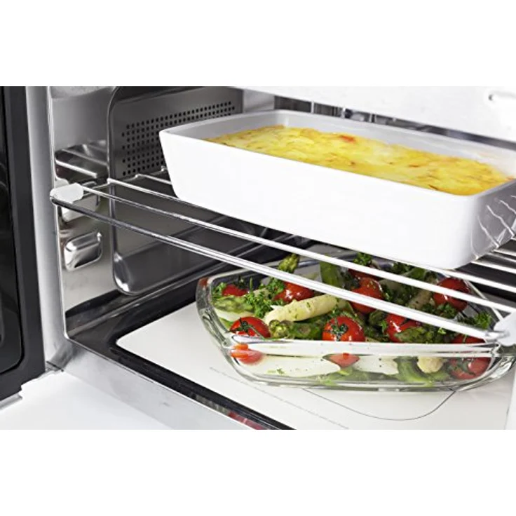 Caso MCG25 Ceramic chef 3in1 Mikrowelle mit Grill und Heißluft, 2050 Watt, Standgerät, Keramikboden, Grill-Rost für 2 Ebenen, 110-200°C, 25 Liter Garraum, Edelstahl verspiegelt – Bild 3