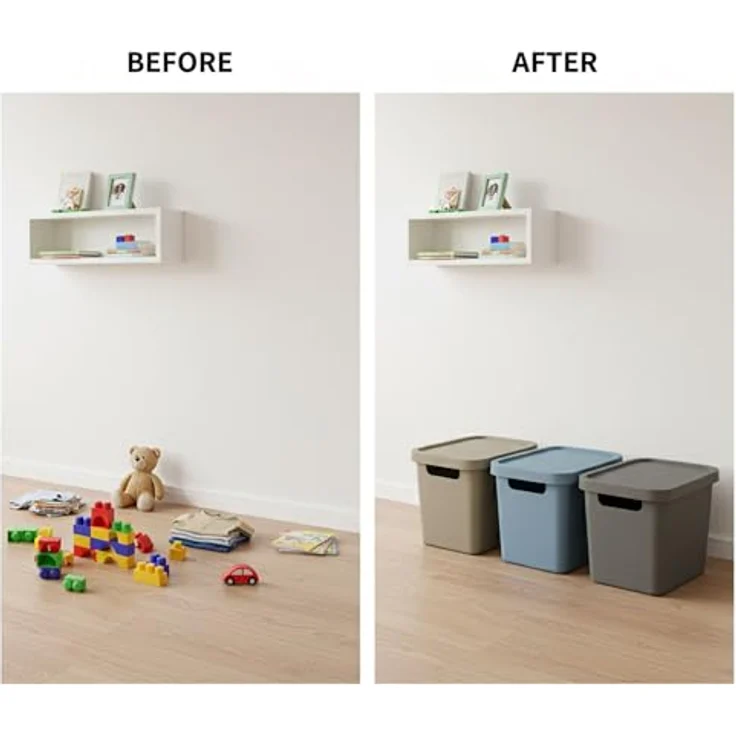Plastard Aufbewahrungsboxen mit Deckel 12,5L, 4er-Set, Stapelbar, BPA-frei, Grau – Robuste Kunststoffbox für Küche, Bad, Büro, Kinderzimmer – Bild 5