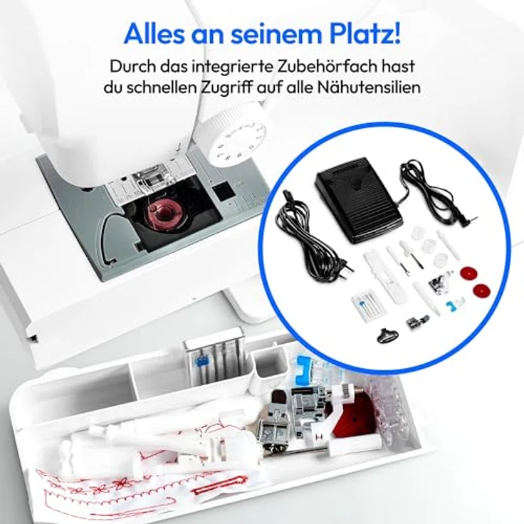 Medion® Computer-Nähmaschine MD 11881, 270 Stichmuster, 1-Schritt Knopfloch, 8 Programme, Doppelnadelfunktion, Automatischer Einfädler, Geschwindigkeitsregler – Bild 6
