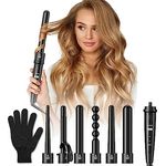 Lockenstab 6 in 1 LCD-Display, 80-230°C Keramikbeschichtung Lockenstab Set mit Klemme, Multifunktions für Große und Kleine Locken Kit mit Handschuhe